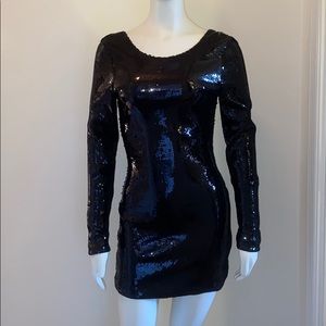 Long sleeve black sequin dress